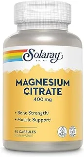 Solaray Magnesium Citrate 400 mg Capsules For Bone Strength & Muscle Support 90's