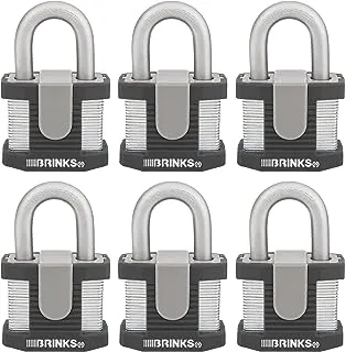 BRINKS - 50mm Commercial Laminated Steel Keyed Padlock, 6-Pack - Solid Steel Body with Boron Steel Shackle