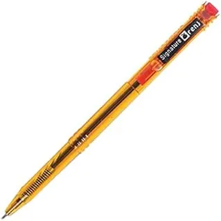 Signature Orenj Retractable Ball Point Pen, 1.0 mm Tip, Red