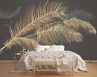 BPA Black and Gold Wallpaper Huge Banana Leaf Wall Murals (Not Self-Adhesive)