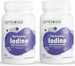 Ambrosial Iodine & Potassium Iodide 60 Veg Tablets (Pack of 2-120 Tablets)