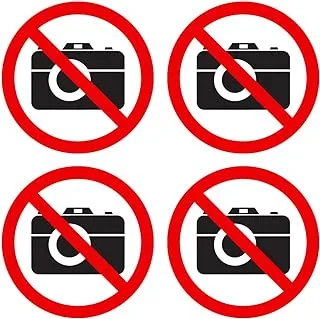 BPA - No Camera/No Photo Sign | Self Adhesive Vinyl Decal Sticker | Pack of 4 Pcs