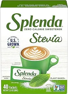 SPLENDA Stevia Zero Calorie Sweetener, Plant Based Sugar Substitute Granulated Powder, Single Serve Packets, 40 Count