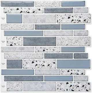 Art3d Peel and Stick Brick Kitchen Backsplash Self-Adhesive Wall Tile Stone Design, 10 Sheets (Blue)