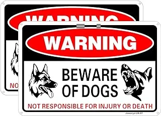 BPA Beware of Dog Sign,Dog Warning Sign,20 x 30 cm,Reflective Aluminum,2 Pack