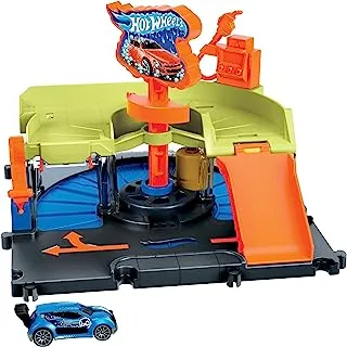 Hot Wheels City Downtown Express Car Wash Playset, With 1 Toy Car