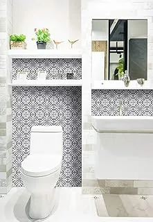 BPA Black and White Tile Stickers Peel and Stick Tile Stickers 24 PC Set backsplash Tile Decals Bathroom & Kitchen Vinyl Wall Decals Just Peel Stick Home Decor (Gray Snow, 8x8 Inch)