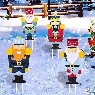 Nutcracker Christmas Decorations,Christmas Yard Signs With Stakes,Christmas Signs,Christmas Garden Stakes Figures Christmas Nutcracker Soldier Large,Christmas Decorations Outdoor Garden, 4pcs