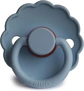 FRIGG Daisy Latex Pacifier 6-18 Months | Soothing Comfort Pacifiers with Click-Lock System | 1 Pack Natural Rubber Soothers | Food Safe with Timeless Elegance — Glacier Blue