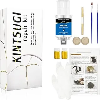 1DFAUL Kintsugi Repair Kit Gold, Japanese Kintsugi Kit to Improve Your Ceramic, Repair Your Meaningful Pottery with Gold Powder Glue, Perfect for Beginners Restoring Meaningful Gifts