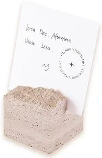 JIMEI True Natural Travertine Stone Place Cards - Handmade Polished Unique Wedding Table Signs - Desktop Memo Holder | Escort Card Holders | Party Favors | Photo Display | Business Card Holder