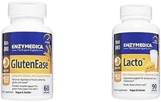 Enzymedica Bundle : Enzymedica Glutenease 60 Capsules + Enzymedica Lacto 90 Capsules