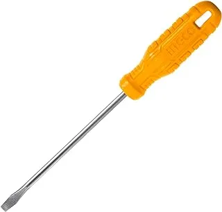 Ingco 5 mm Slotted Standard Multi-Purpose Screwdriver, Alloy Steel, Non-Slip Rubber Grip Handle, Perfect For Office, Home, & Professional Use, Yellow, HS585100