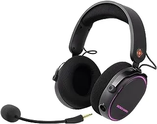 DELTACO DH420 Wireless Gaming Headset with Microphone | Wireless PC Headset with RGB | Wireless Headphones for Gaming | Compatible with PC, Mac, PS5 Xbox One and Mobile, 20-Hour Battery Life | Black