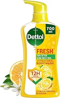 Dettol Fresh Showergel & Bodywash, Citrus & Orange Blossom Fragrance for Effective Germ Protection & Personal Hygiene, 700ml (Packaging may vary)