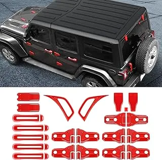 Linskip Door Hinge Handle Engine Hood Hinge Eyebrow Side Air Outlet Rear Tailgate Window Hinge Cover for 2018-2022 Jeep Wrangler JL JLU Full Set Exterior Decoration Trim Kit 22PCS (Red)