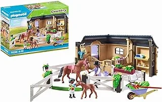 Playmobil 71238 Country Riding Stable، صندوق حصان مع مرعى مجاور، حصان ومهر لركوب الخيل، لعبة للأطفال من سن 4 سنوات فما فوق