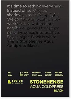 Stonehenge Aqua Black Medium Weight Pad, 140lb, Coldpress, 5 x 7 Inches, 15 Sheets for Wet and Dry Media