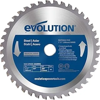 شفرة منشار قطع فولاذية 185BLADEST من Evolution Power Tools، مقاس 7-1/4 بوصة × 40 سنًا، أزرق