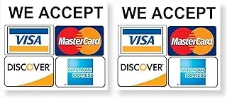 BPA Credit Card Vinyl Sticker Decal - 2 Pack - We Accept - Visa, Mastercard, Amex And ver - 3.5