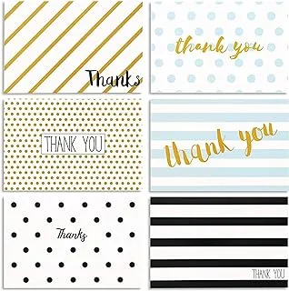 BPA Thank You Cards - 48-Count Thank You Notes, Bulk Thank You Cards Set - Blank on the Inside, Retro Designs - Includes Thank You Cards and Envelopes, 4 x 6 Inches