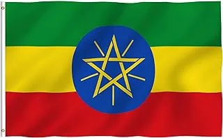 BPA 3x5 Foot Ethiopia Flag - Vivid Color and UV Fade Resistant - Canvas Header and Double Stitched - Ethiopian National Flags Polyester with Brass Grommets 3 X 5 Ft