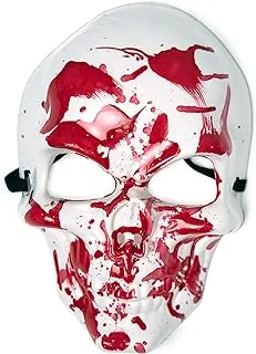 Mad Toys Blood Stained White Skull Halloween Mask Costume Accessories for Theme Party Roleplay Cosplay Dress-Up Photobooth Props, One Size Fits 5+ Years