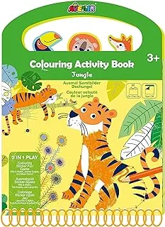 Avenir Coloring Activity Book - Jungle | On-The-Go Coloring Activity Book for Endless Fun and Creativity, 3-in-1 Play - Coloring, Games & Stickers | Ideal Gift for Kids 3+