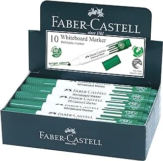 Faber Castell Bullet Tip Erasable Whiteboard Marker 10-Pieces, Green