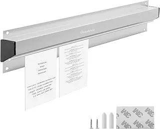 Homakover 16 Inch Desk Receipt Holder, Silver Kitchen Slide Check Rack,Bill Orders Ticket Holder Tab Aluminium Display Rail for Restaurant Cafes Pubs Bars (Silver-16 inch)