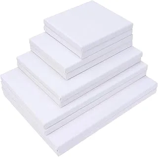 BPA Stretched White Blank Canvas Artist Canvas Board Wood Painting Panel Boards for DIY Drawing, 10 Pcs