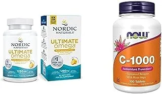 Nordic Naturals Supplement Bundle Pack : Now, Foods Vitamin C-1000, 100 Tablets + Nordic Naturals Ultimate Omega 60 softgels