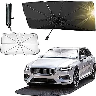 Sulfar Car Sun Shade,for Car Front Windshield, Car Umbrella Sun Shade Cover, Foldable UV Reflector And Heat, Sunshade for Cars, Fits Most Vans SUVS (57 x 31 In)