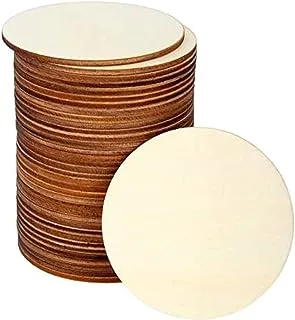 Blisstime 36 PCS 7.6 cm Unfinished Wood Circles Round Slices with Sanding Sponge Wood Drink Coasters for Painting, Writing, DIY Supplies, Engraving and Carving, Home Decorations