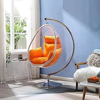 Yulan Transparent Bubble Chair,Glass Cradle,Hanging Basket Chair, Indoor Balcony Home Hemisphere Chair Space Chair Swing Chair (Orange) 507