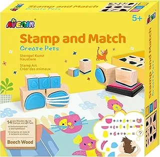 Avenir Stamp and Match - Create Pets | Craft Imaginative Little Pets with 15 Wooden Stamps, Spark Imagination & Cognitive Development | Exciting Craft Kit for Kids 3+