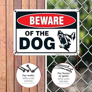 bpa Beware of Dog Sign - (2 Pack) | 10x7 Inches,Rust Free 0.40 Aluminum, Fade Resistant, Indoor/Outdoor Use