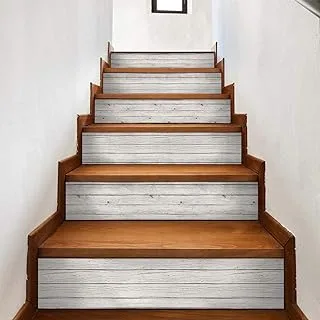 AMAZING WALL Wood Grain Stairs Self Adhesive Decoration Wall Sticker,7.1x39.4inch,6pcs