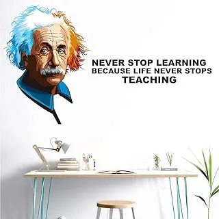 bpa Albert - Einstein -Never Stop Learning - Because - Life Never Stop - Teaching - Inspirational - Motivational - Quotes - Wall Sticker' -SM663 (PVC Vinyl - 100cm X 56 cm)