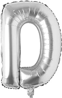 Italo D Alphabet Letter Foil Balloon, 32-Inch Size, Silver