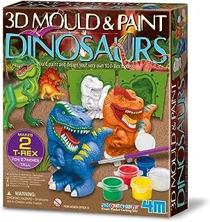 4M Mould & Paint-3D Dinosaurs, Mixed Colours