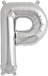 Italo P Alphabet Letter Foil Balloon, 32-Inch Size, Silver