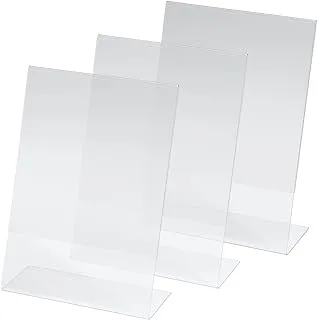 BPA Sign Holder, slanted, for A5, single-sided presentation, acrylic, clear, 3 pcs.