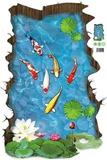 BPA Floor Sticker 3D Stereo Fish Pool Home Decoration for Bathroom Living Room Pond Wall Stickers