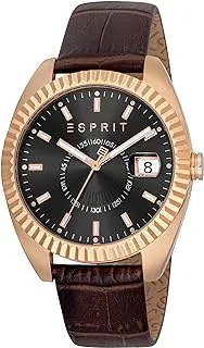 Esprit Rose Gold Color Leather Band Gents Wrist Watch - ES1G412L0035