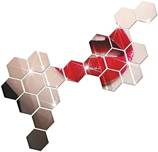 BPA 12pcs 3D Acrylic Hexagon Mirror Wall Stickers DIY Creative Home Decoration Combination Removable Mirror Stickers