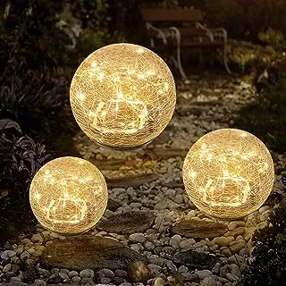 Bannad Garden Solar Lights, ed Glass Ball Waterproof Warm White LED for Outdoor Decor Decorations Pathway Patio Yard Lawn, 1 Globe (3.9â€ )