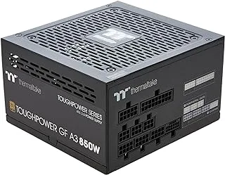 مصدر طاقة Thermaltake Toughpower GF A3 Gold، كفاءة 850 وات 80 Plus Gold، PFC نشط، مروحة تحمل ديناميكية سائلة 120 مم، PCIe Gen 5.0 جاهز - أسود