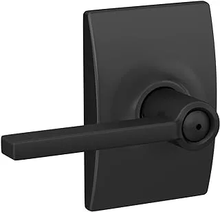 Schlage F40 LAT 622 CEN Latitude Door Lever with Century Trim, Bed & Bath Privacy Lock, Matte Black