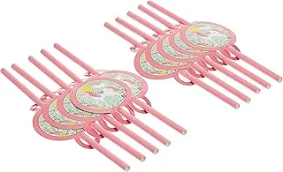 10pc Plastic Reusable Baby Pink Color Straws Printed Unicorn sun and Rainbow For For Girls Parties & Occasions